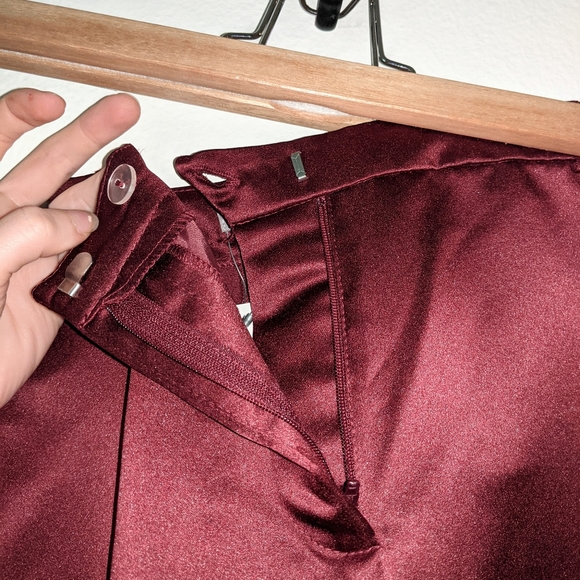 NWT ASOS Glam Slim Leg Trouser Pants Maroon - Picture 7 of 11